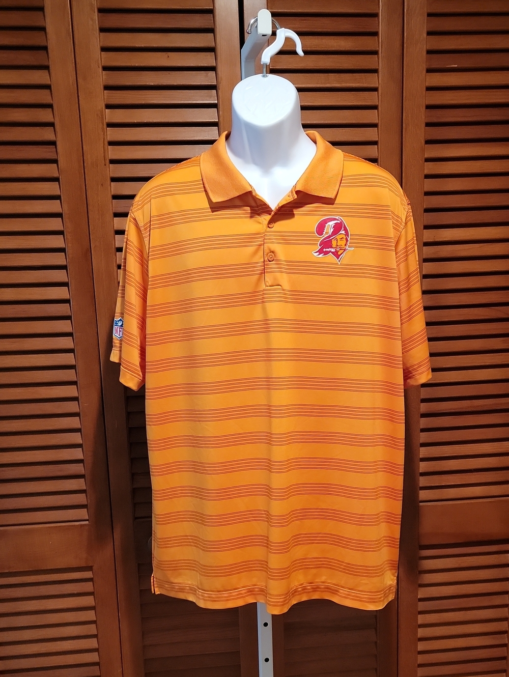 NIKE NFL ON-FIELD TAMPA BAY BUCCANEERS "CREAMSICLE" ORANGE STRIPED POLO SHIRT